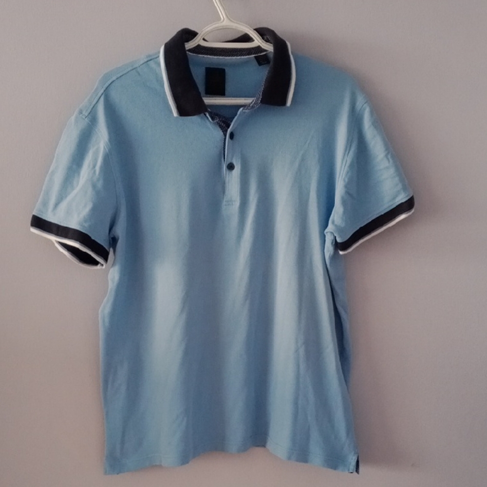 Classic Blue Polo with Black Accents